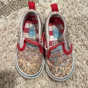 WHERE'S Waldo Beach VANS Slip-On Shoes Baby Size 4 Infant Strap On